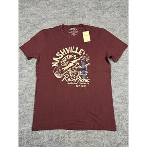 Lucky Brand Nashville Guitars Graphic T-Shirt Mens Medium NWT Burgundy